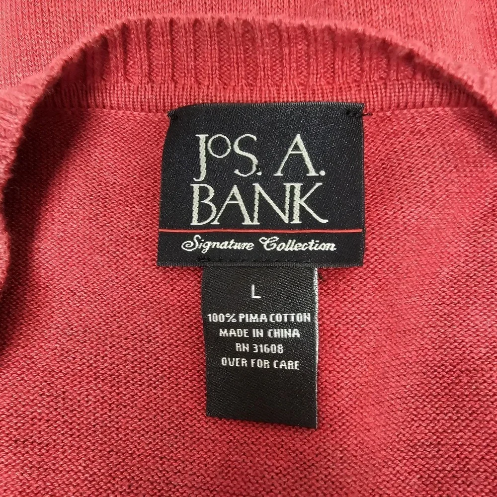 Jos‎ A Bank Signature Collection Large Red Pima Cotton Sweater V-Neck Vest Golf